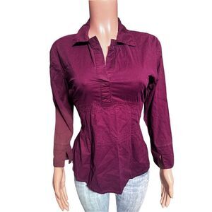 Pulp women Merlot long sleeve tie back pullover shirt M